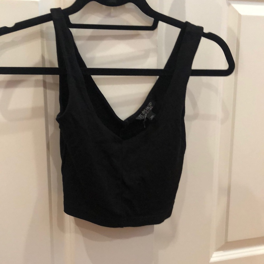 Topshop v-neck black croptop